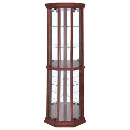 Appledale - 6-Shelf Corner Curio Display Cabinet - Medium Brown