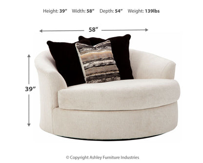 Cambri - Oversized Round Swivel Chair - Snow