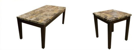 COCKTAIL TABLE & 2 ENDSFAUX MARBLE BRECCIA