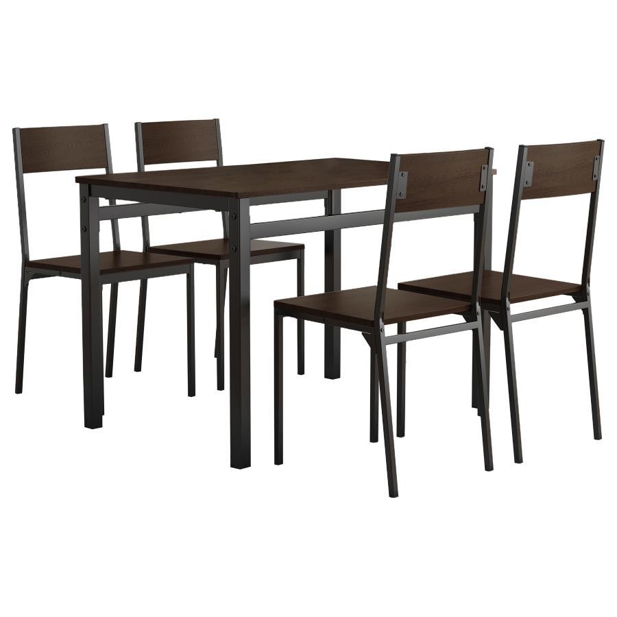 Lana - 5 Piece Rectangular Dining Set - Dark Brown And Black