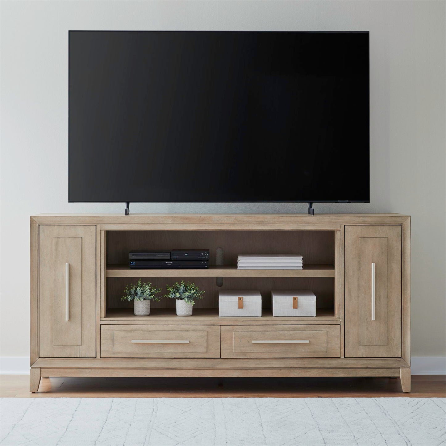 Fireplace TV Consoles - 80" Fireplace TV Console - Light Brown