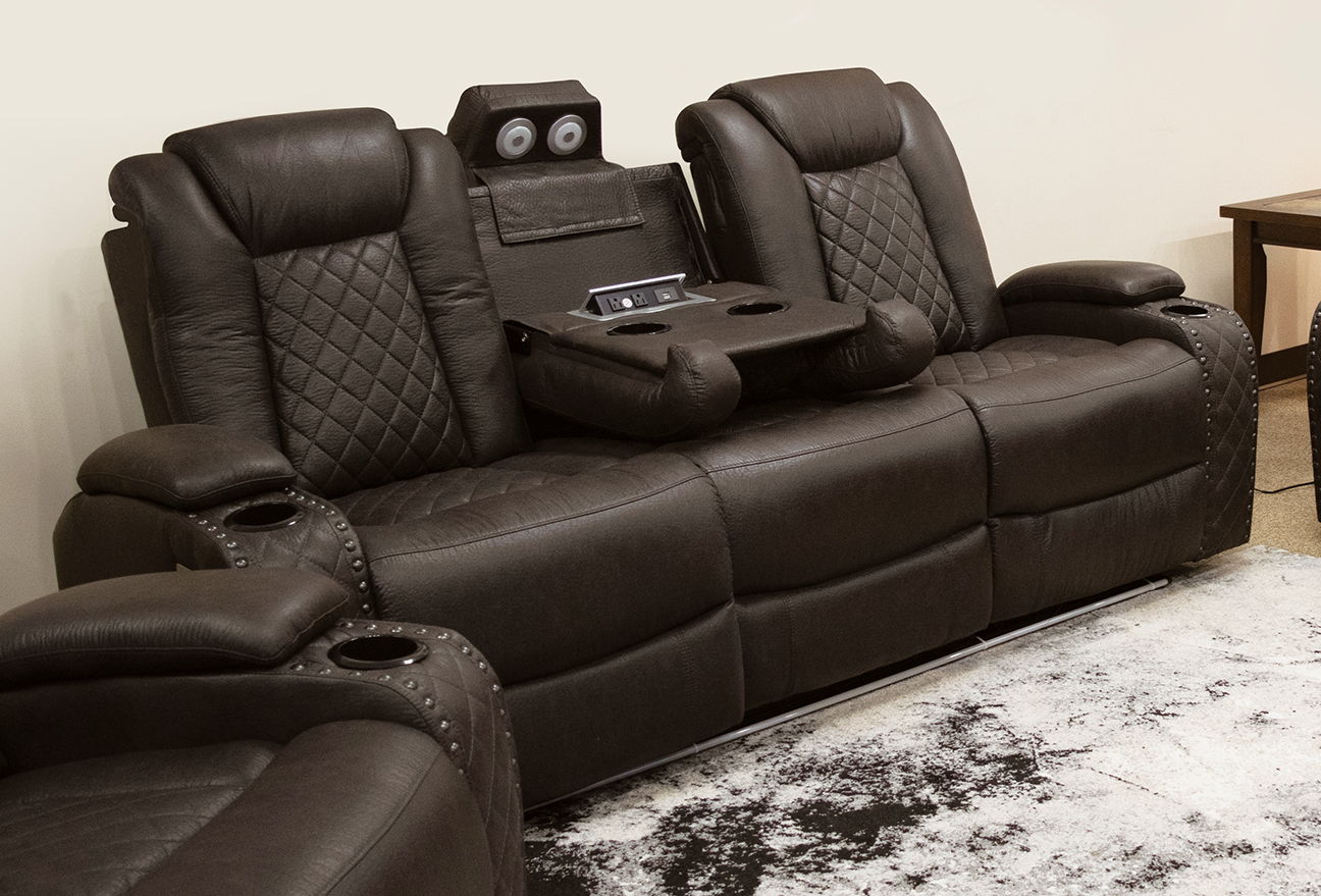 PWR RECLINING SOFA W/PWRHEADREST OMEGA BROWN