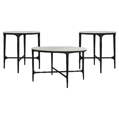 Hermas - Round Marble Coffee And End Table Set