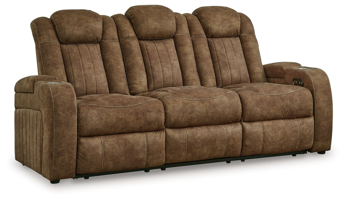 Wolfridge - 2 Pc. - Power Reclining Sofa, Power Reclining Loveseat With Console - Brindle