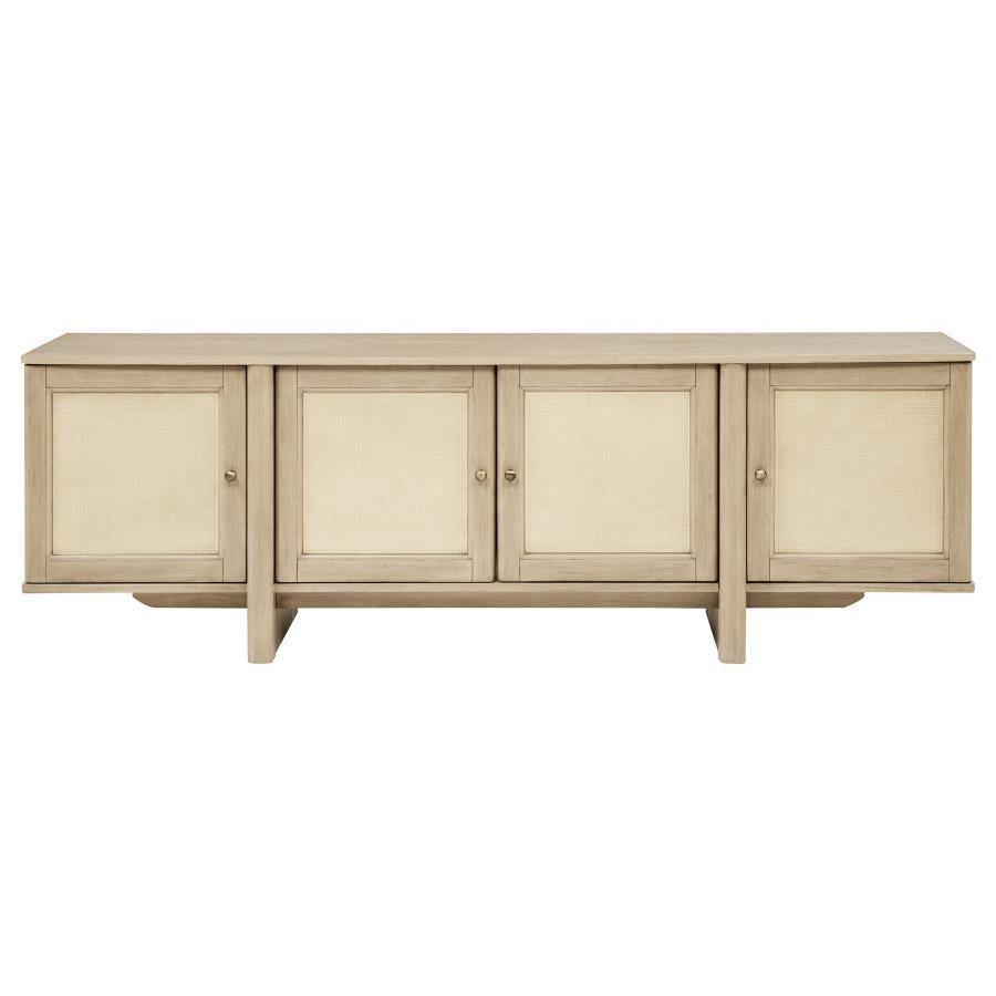 Kailani - 79" 4-door Cane TV Stand Media Console - Beige Oak