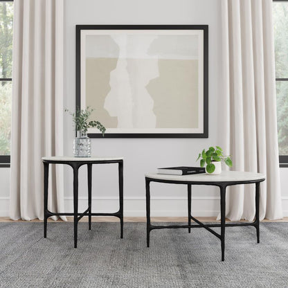 Hermas - Round Marble Coffee And End Table Set