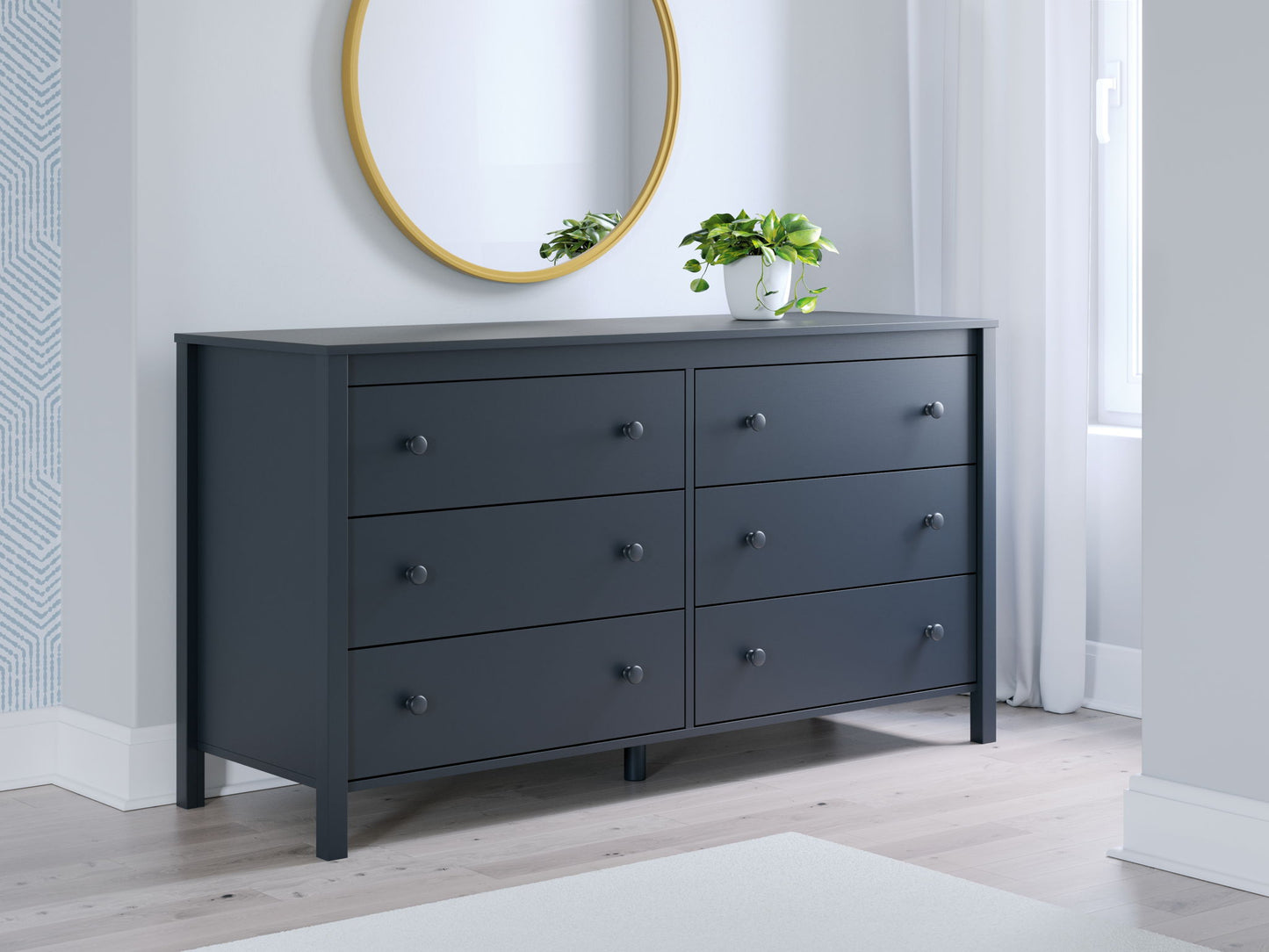 Simmenfort - Six Drawer Dresser - Navy Blue