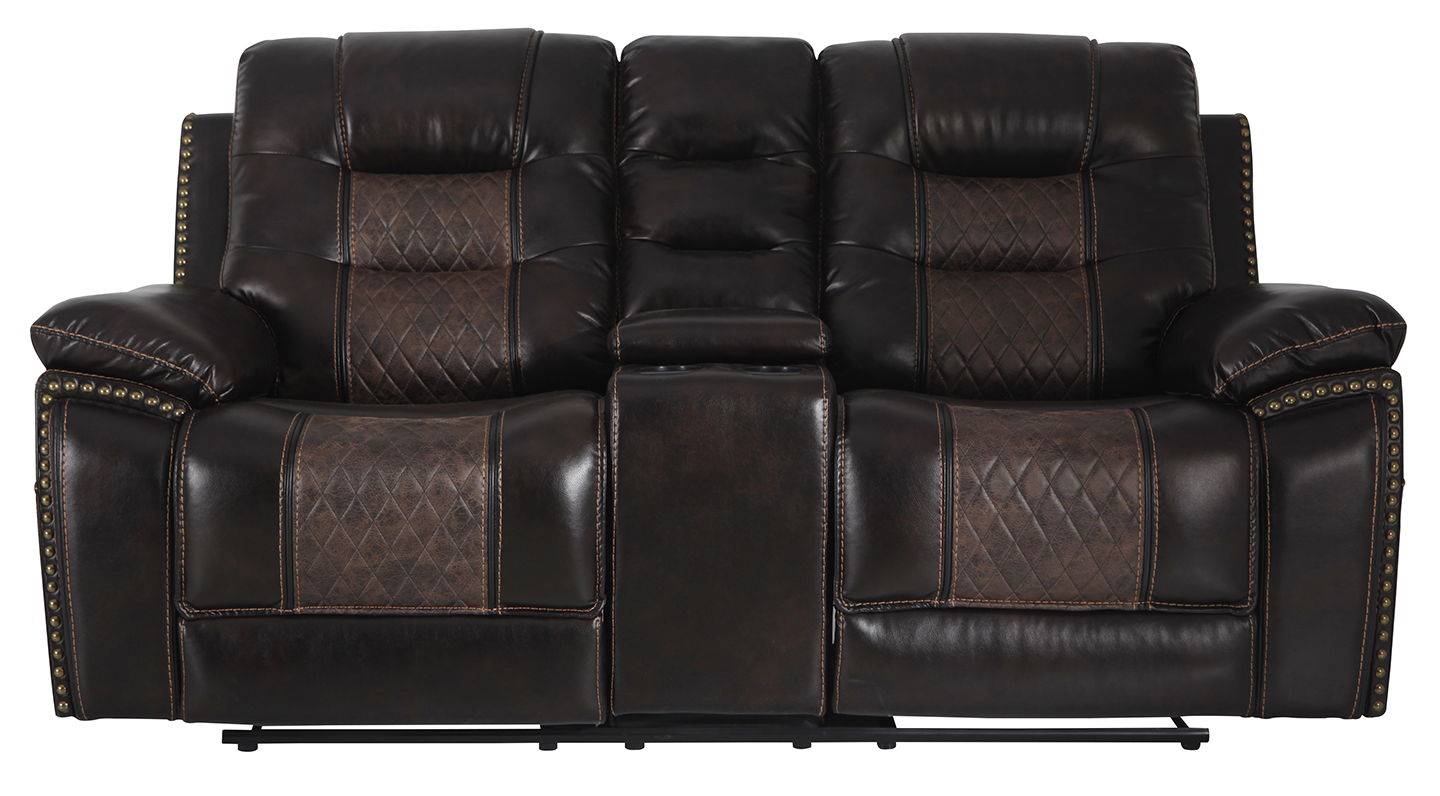 REC GLIDING LOVESEATCONSOLE COMMANDER BROWN