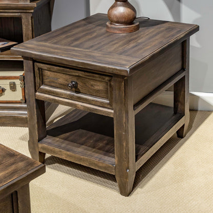 Paradise Valley - Rectangular End Table - Saddle Brown