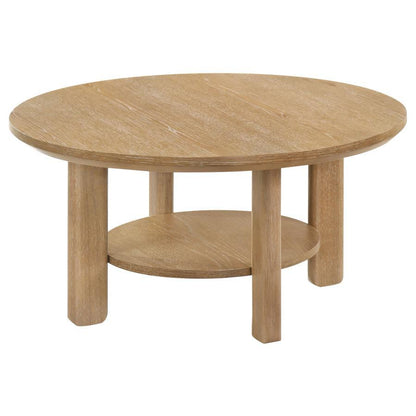 Ottowa - Round Wood Table With Shelf