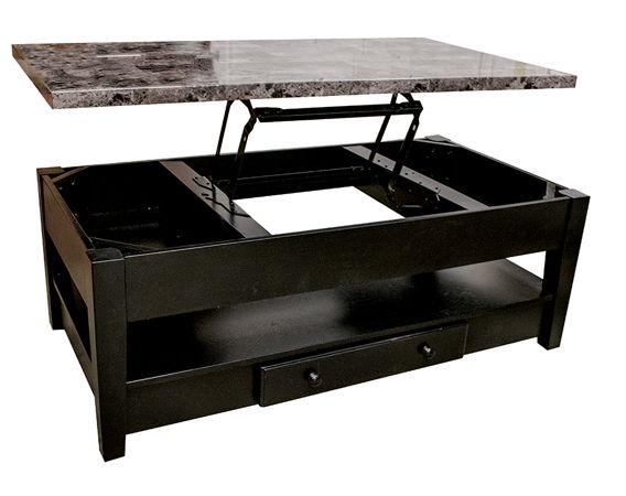 LIFT TOP COCKTAIL TABLEFAUX MARBLE BLACK