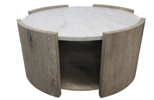 COCKTAIL TABLE W/LOWERSHELF RAINIER WH/BRN
