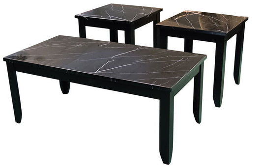 COCKTAIL TABLE & 2 ENDSFAUX BLACK