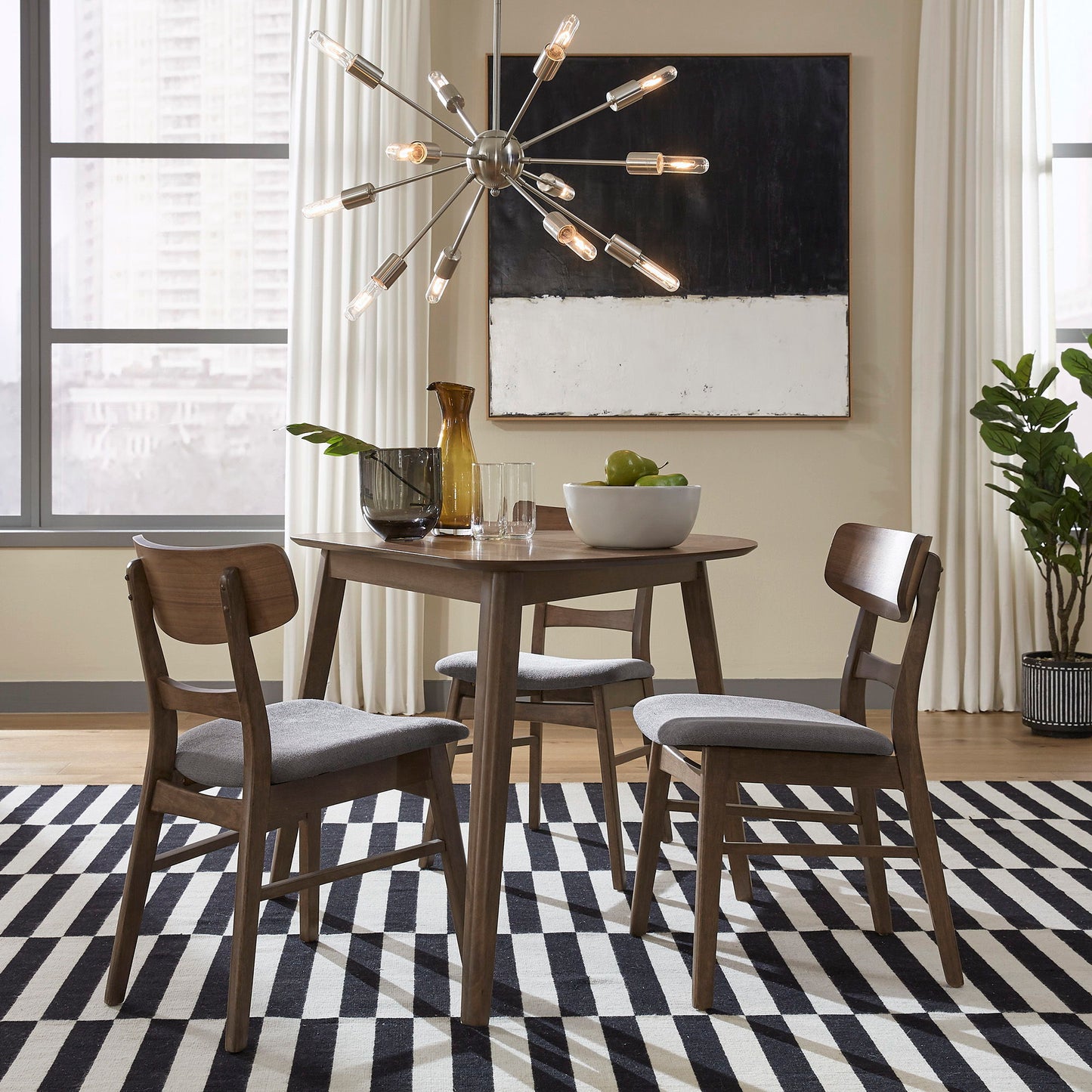 Space Savers - 4 Piece Triangle Table Set - Walnut