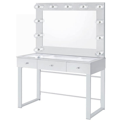 Umbridge - 3-Drawer Vanity Set With Lighting - Chrome And White