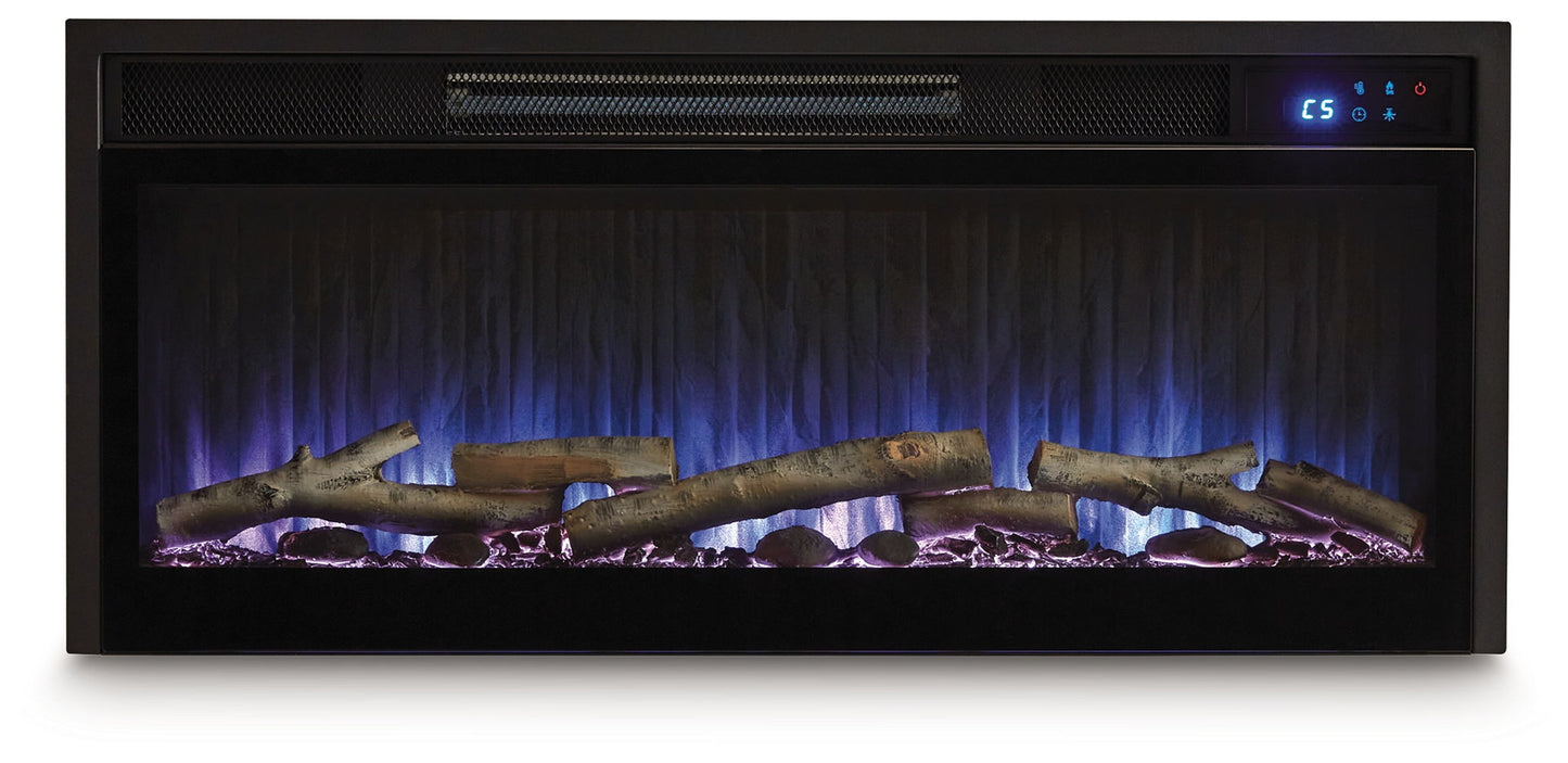 Entertainment Accessories - Fireplace Insert With Faux Birch Log Set - Black