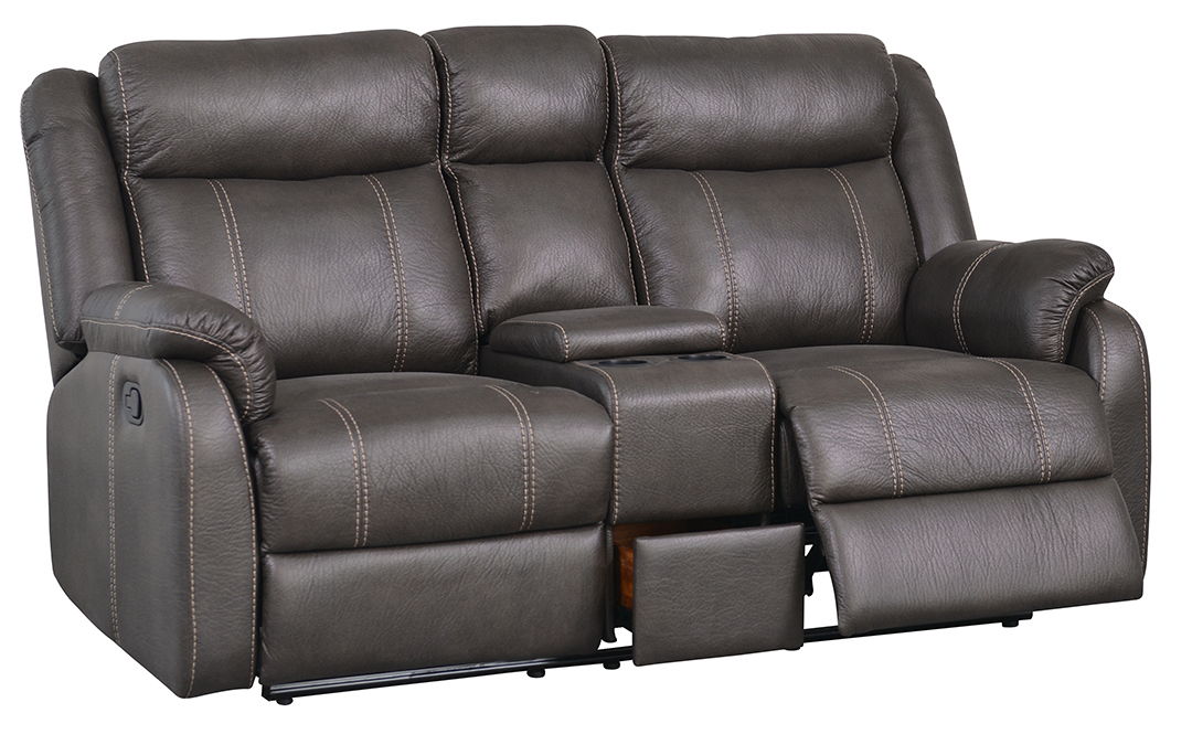 RECLINING LOVESEATCONSOLE GIN RUMMY CHARCO