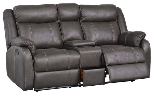 RECLINING LOVESEATCONSOLE GIN RUMMY CHARCO