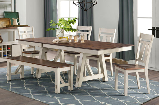 DINING TABLE, 4 CHAIRS &BENCH LAUREL MANOR II