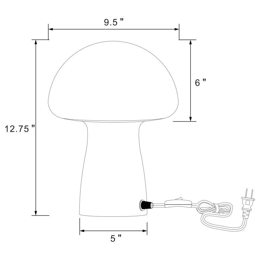Kanaby - Mushroom Shaped Glass Bedside Table Lamp - White