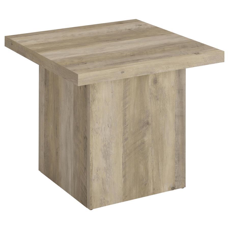 Devar - Square Engineered Wood End Table - Distressed Pine