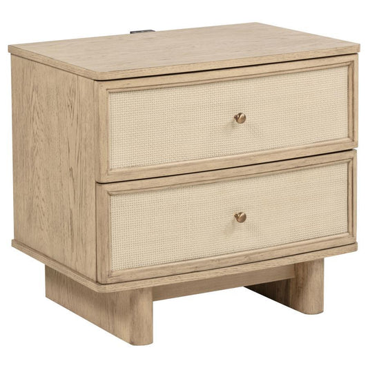 Kailani - 2-Drawer Nightstand Bedside Table - Beige Oak
