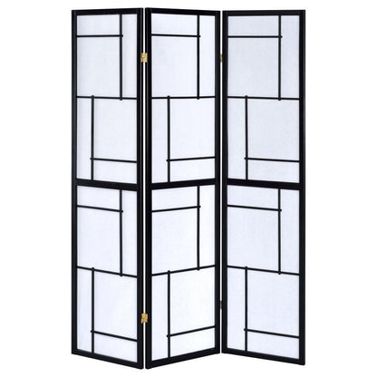 Damis - 3-Panel Room Divider Folding Shoji Screen - Black