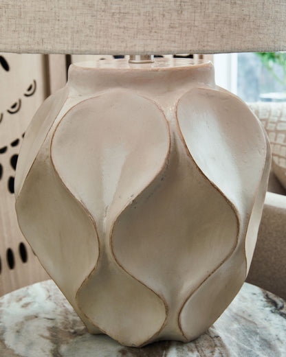 Edselham - Paper Table Lamp - Distressed Cream