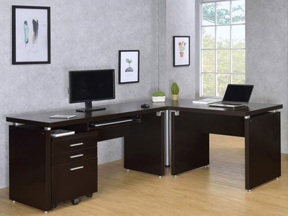 Skylar - L-Shape Desk With Mobile File Cabinet - Cappuccino