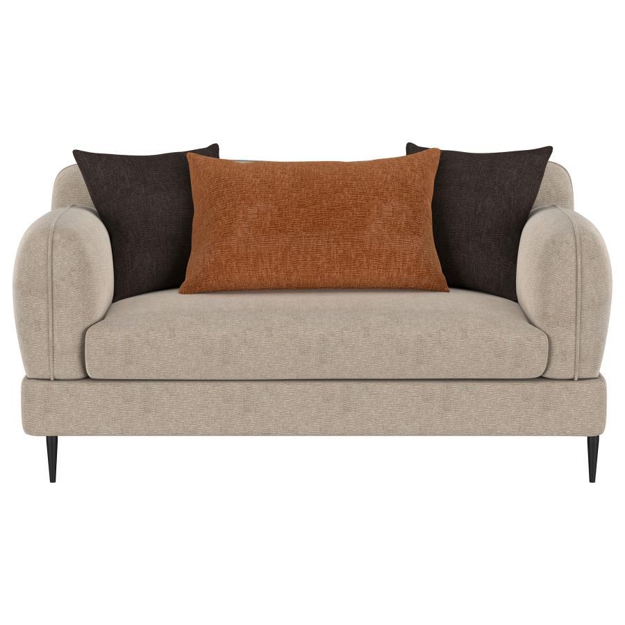 Jade - Chenille Upholstered Modern Track Arm Loveseat