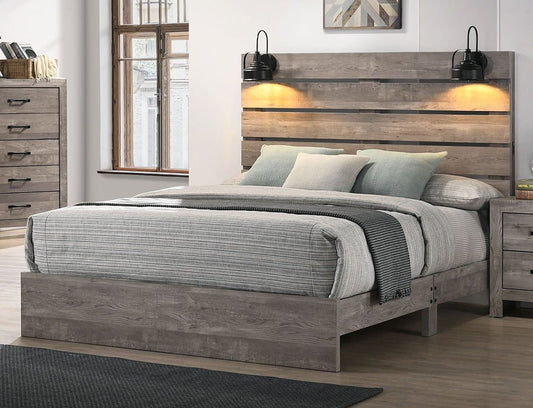 FULL PANEL BED WITHLIGHTS CAMERON GREY