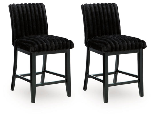 Mervannie - Upholstered Barstool (Set of 2) - Black