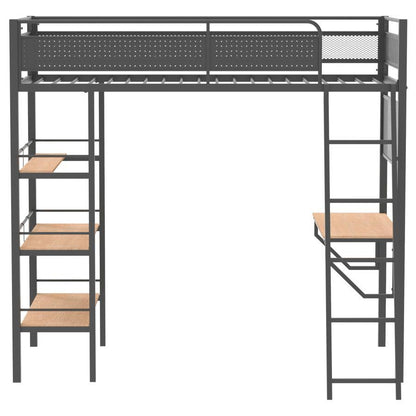 Campus - 3-Shelf Metal Twin Workstation Loft Bed