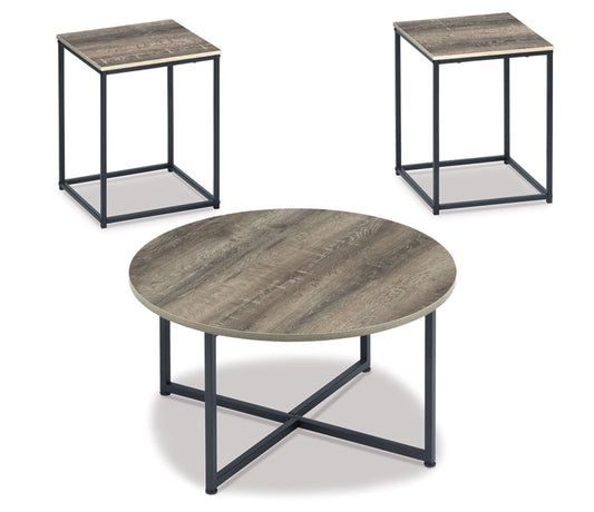 COFFEE TABLE & 2 ENDTABLES FISHERS BRN/BLK