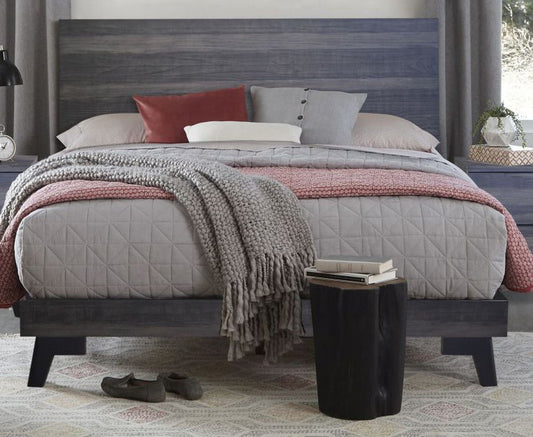 QUEEN BED MID CENTURYGREY