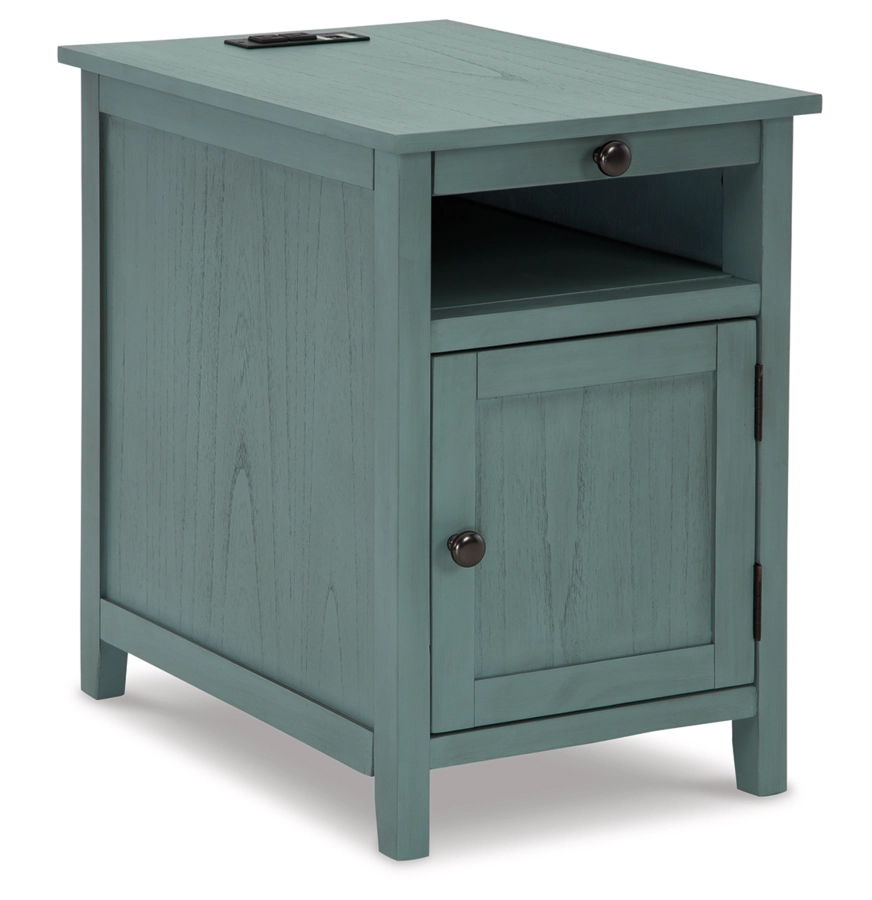 CHAIRSIDE TABLE W/USBPORTS CLAYPOOL TEAL