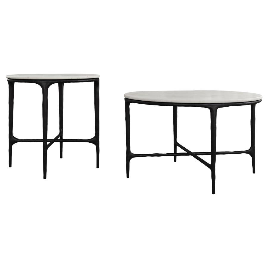Hermas - Round Marble Coffee And End Table Set