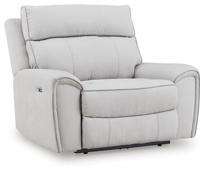 Social Pointe - Power Recliner / Adjustable Headrest - Pearl / Ash