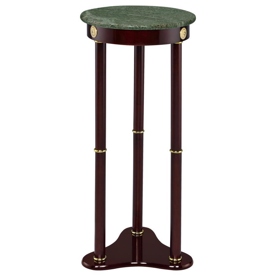 Edite - Round Marble Top Accent Side Table - Merlot