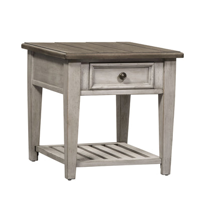 Heartland - Drawer End Table - Antique White / Tobacco Tops