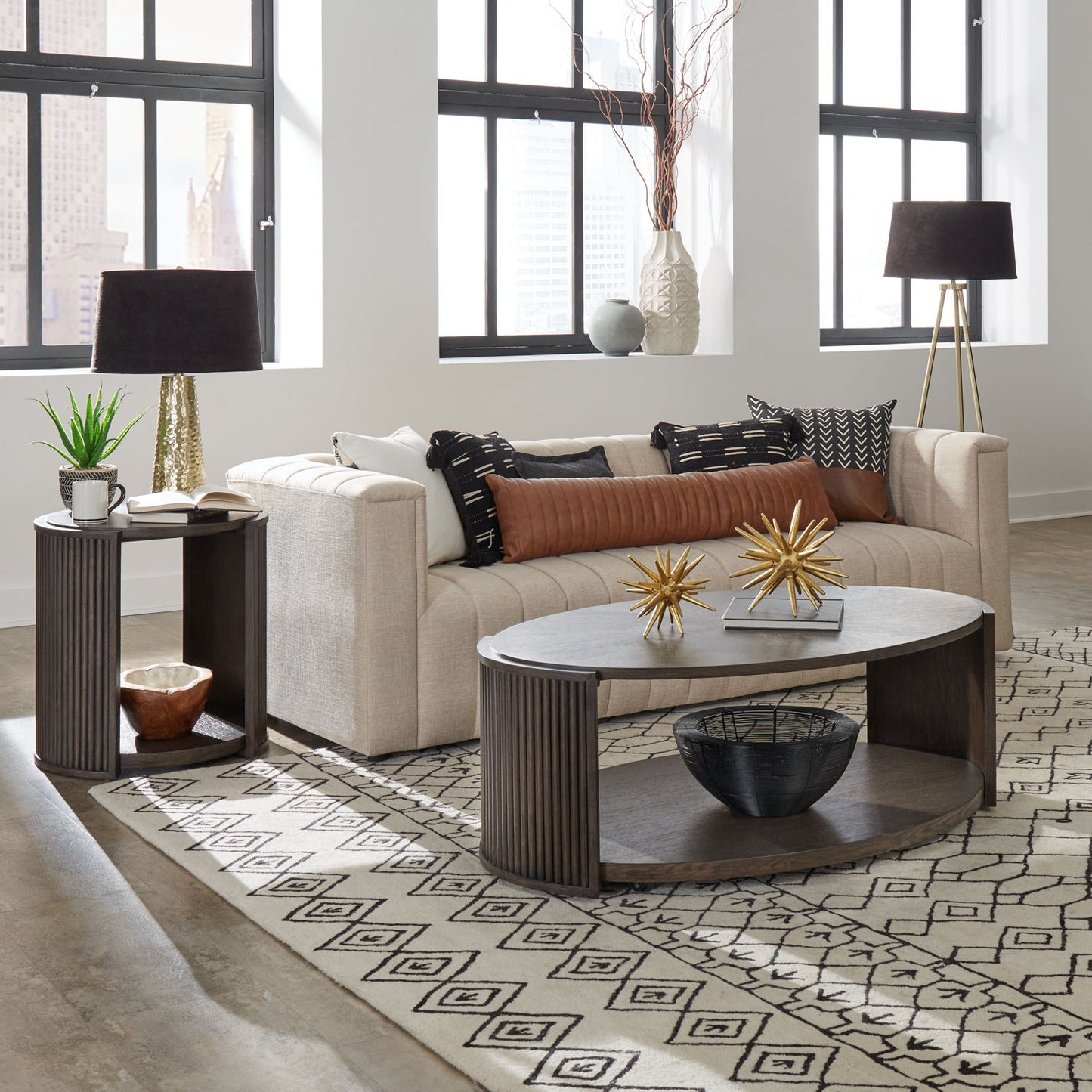 City View - 3 Piece Table Set (1 Cocktail 2 Round End Tables) - Coffee Bean