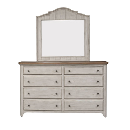 Farmhouse Reimagined - Mirror - Antique White / Chestnut Tops