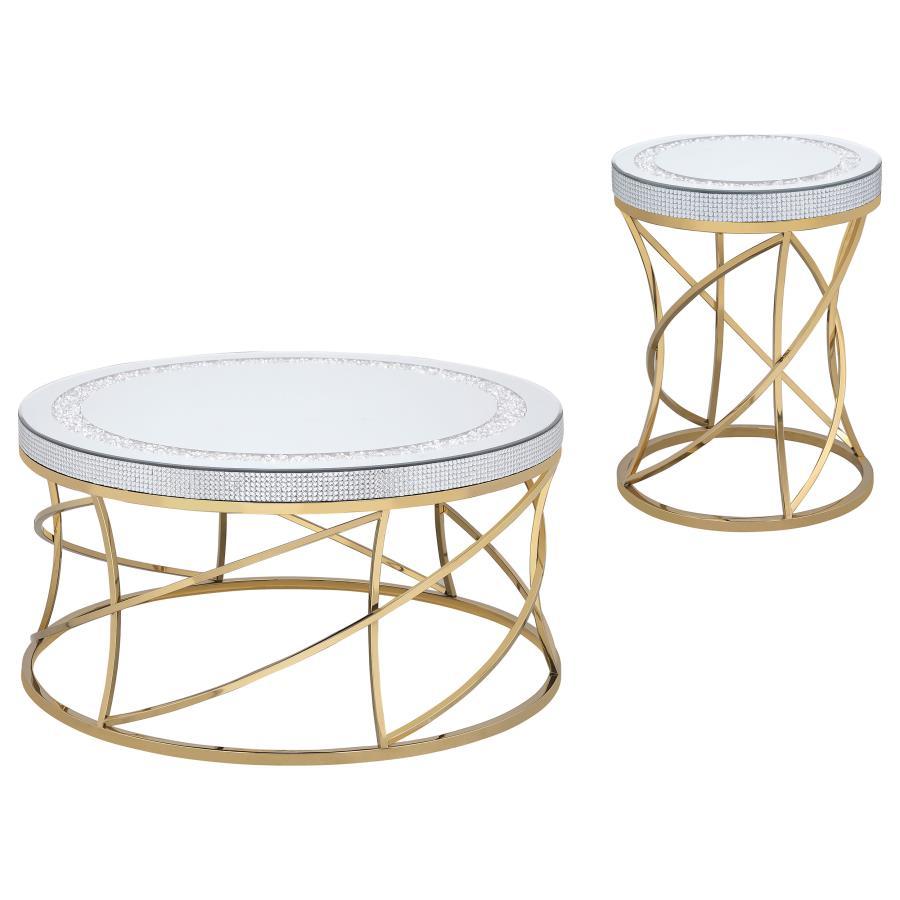 Elise - Round Mirror Top Coffee Table Set