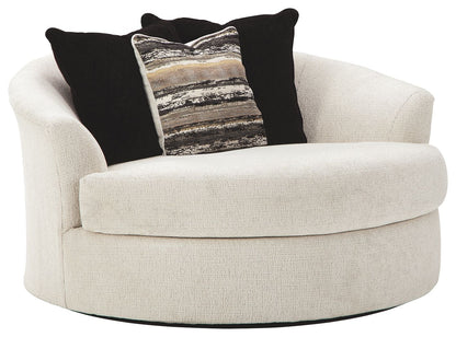 Cambri - Oversized Round Swivel Chair - Snow