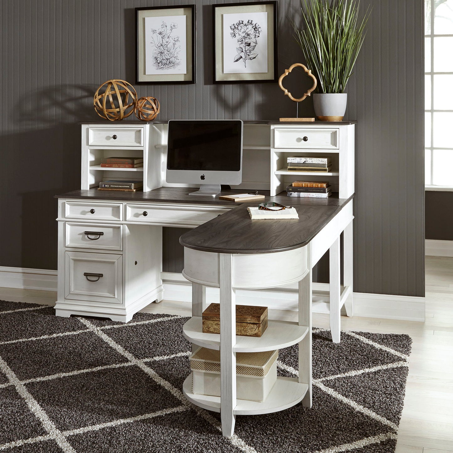 Allyson Park - L Shaped Desk With Hutch - White