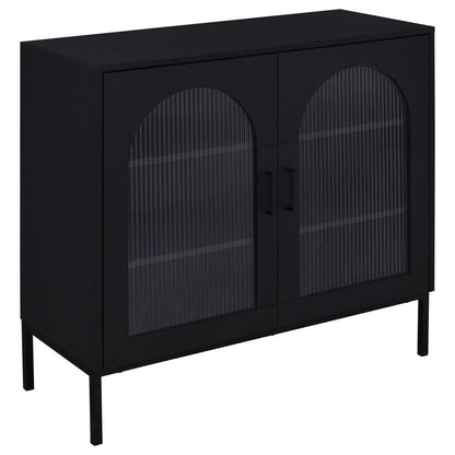 Jess - 2-Door Arched Fluted Glass Accent Cabinet - Black