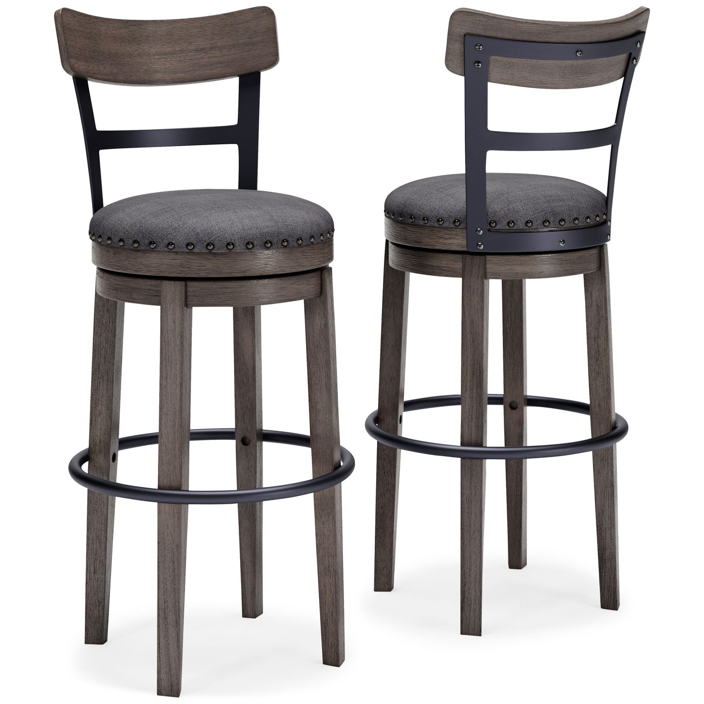 Caitbrook - Tall UPH Swivel Barstool - Gray